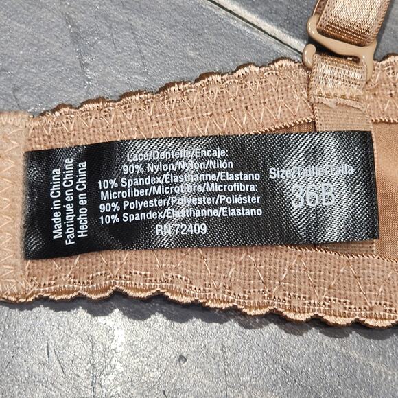 Renee Rofe‎ Bras Demi Lacy Lightly Padded Underwire Black Beige 36B - Picture 8 of 9